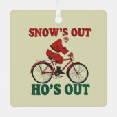 おもしろサンタクリスマス サンタはホーの出てもう出ない メタルオーナメント (正面)