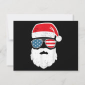 おもしろサンタクロースの顔 サングラス 愛国的なアメリカ シーズンカード (正面)