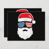 おもしろサンタクロースの顔 サングラス 愛国的なアメリカ シーズンカード (正面/裏面)