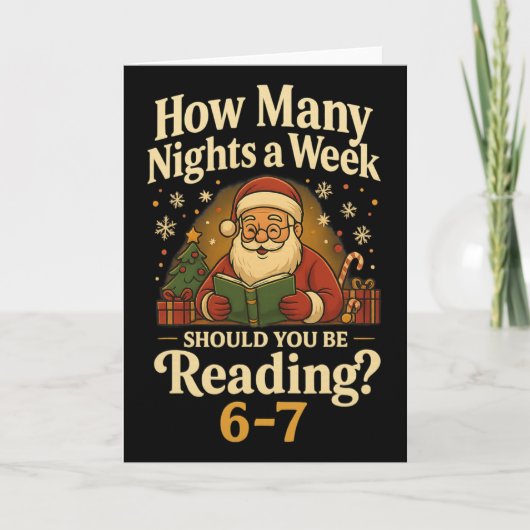 おもしろサンタ読書67ミームTシャツ クリスマス教師 カード (正面)