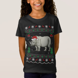おもしろサンタ リノ Xmas プレゼント ダサいサンタクロース ライノ Tシャツ