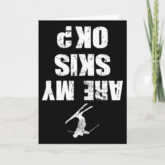 おもしろスキーTシャツダメージスキー冬のスポーツスキー カード (正面)