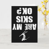 おもしろスキーTシャツダメージスキー冬のスポーツスキー カード (黄色い花)