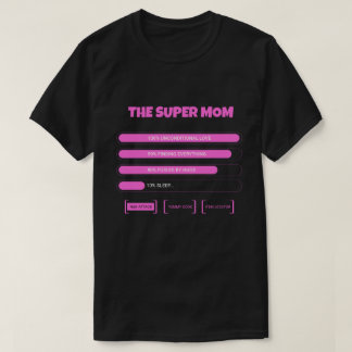 おもしろスーパーママ統計Tシャツ - かわいいピンクの母の Tシャツ