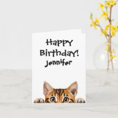 おもしろタビー猫のグリーティングカード カード (黄色い花)