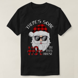 おもしろチェック柄サンタのクリスマスデザイン Tシャツ