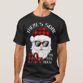 おもしろチェック柄サンタのクリスマスデザイン Tシャツ (正面)