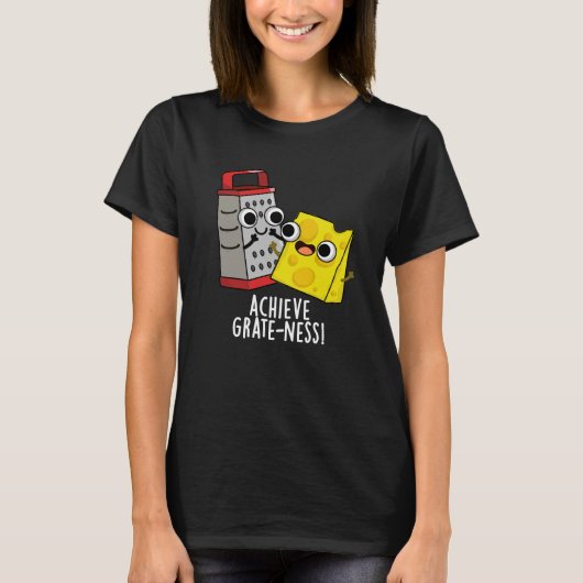 おもしろチーズのダジャレで偉大さを達成 ダークBG Tシャツ (正面)