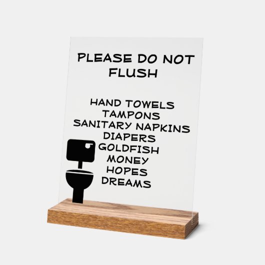 おもしろトイレ　フラッシュするな アクリルサイン (傾斜)