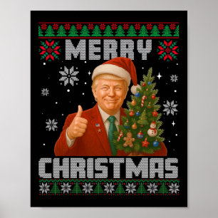 おもしろトランプ2025 メリークリスマスツリー ダサいXmasパーカー ポスター