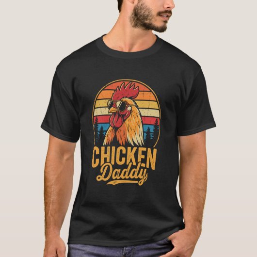 おもしろニワトリおやじ 復古ニワトリ ファーム ファーザー Tシャツ (正面)
