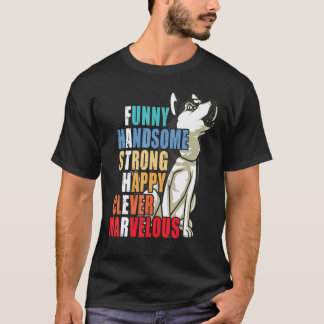 おもしろハスキーお父さん ハスキー かっこいい 強いパパ Tシャツ