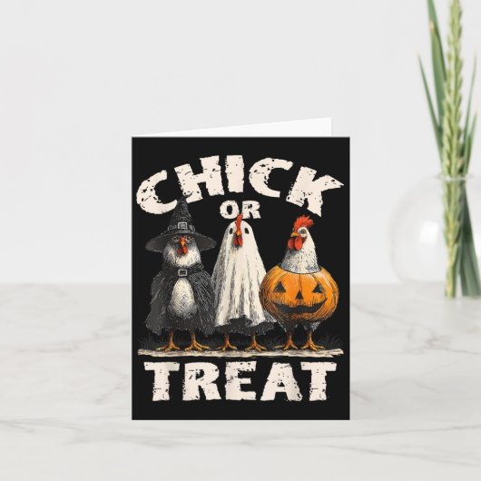 おもしろハロウィン チョコレートお菓子 かわいい鶏 ゴースト ウィッチャー ハロウィーン カード (正面)