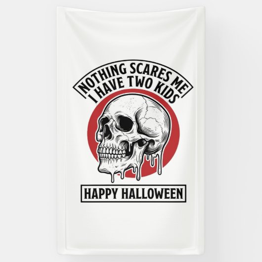 おもしろハロウィン 双子 骸骨 Tシャツ デザイン_1 横断幕 (縦)