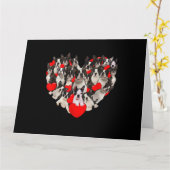 おもしろハートラブ ボストンテリア バレンタインデー カード (黄色い花)