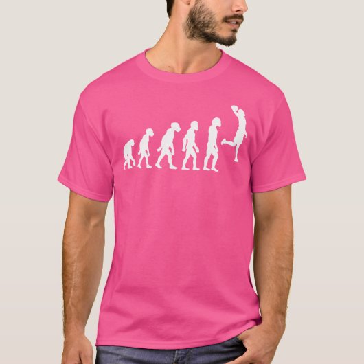 おもしろバスケットボール選手の進化シュート Tシャツ (正面)