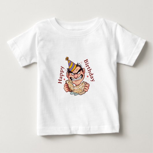 おもしろバースデーステッカー ベビーTシャツ (正面)