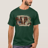 おもしろパパの釣りチェックウッドグレインチャイナTシャツ Tシャツ (正面)