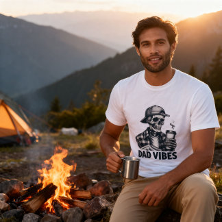 おもしろパパビブラースケルトンコーヒーレトロ父の日 Tシャツ