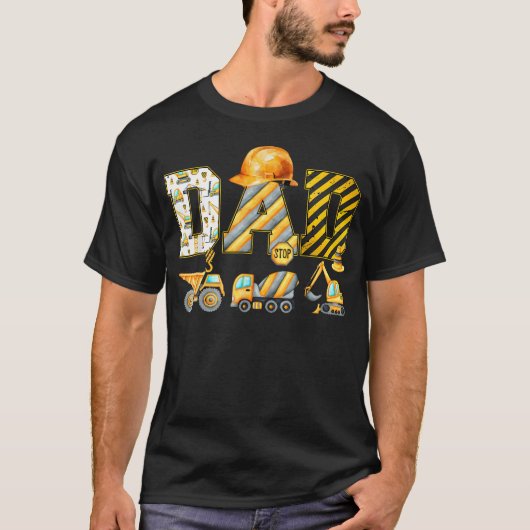 おもしろパパ建設ショベルカーおそろいファミリー Tシャツ (正面)