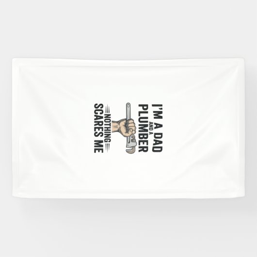 おもしろパパ配管工ビンテージ彫刻Tシャツデザイン_1 横断幕 (横)