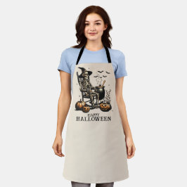 おもしろビンテージスケルトンのハロウィン エプロン