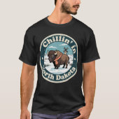 おもしろビンテージ ノースダコタ バイソン マフラー 冬 Tシャツ (正面)