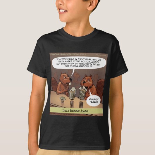 おもしろビーバージョーク 楽しいキャラクター Tシャツ (正面)