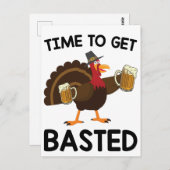 おもしろビール ターキー 感謝祭の時期に酔っ払う ポストカード (正面/裏面)