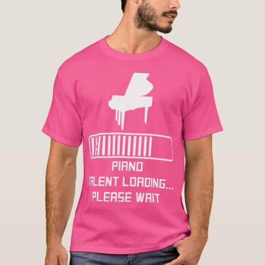 おもしろピアノの才能ロード中です お待ちください Tシャツ (正面)