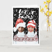 おもしろフォトパーソナライズ クリスマス 雪が降る カード (黄色い花)