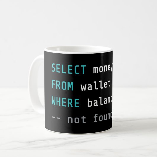 おもしろプログラマ ギャグ SQL コード ギーク コーヒーマグカップ (正面左)