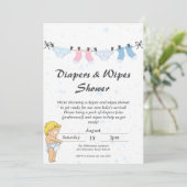 おもしろベビーおむつとワイプス シャワー招待状 招待状 (スタンド正面)