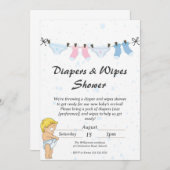おもしろベビーおむつとワイプス シャワー招待状 招待状 (正面/裏面)