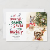 おもしろペットのクリスマスカード、悪い子リスト シーズンカード (正面)