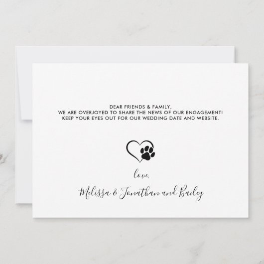 おもしろペットウェディング モダン写真 犬の婚約 案内状 (裏面)