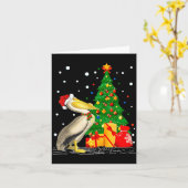 おもしろペリカンラバーギフトサンタ帽ペリカンクリスマス カード (黄色い花)