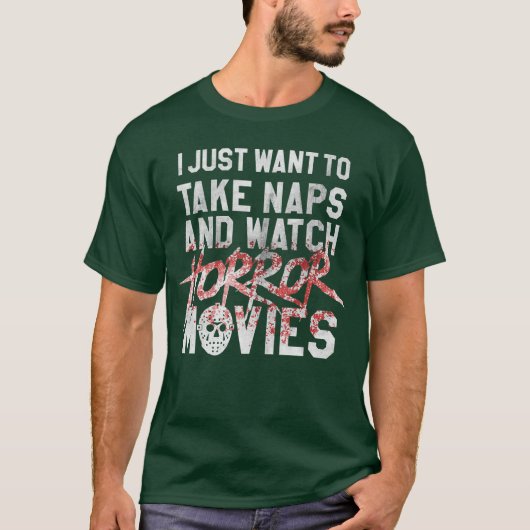 おもしろホラー映画ファン・ハロウィン80年代スラッシャー映画のギフト Tシャツ (正面)