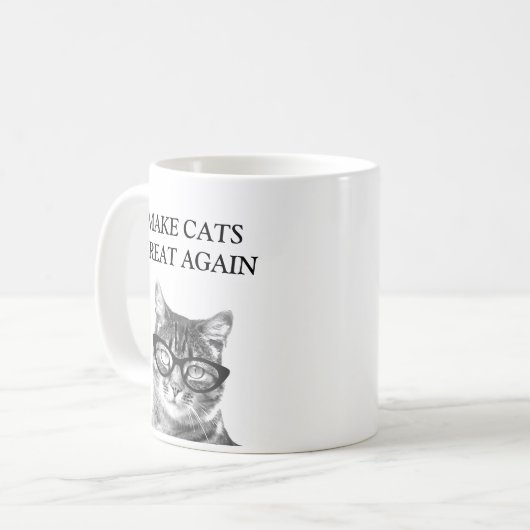 おもしろマグカップ猫好き |再び猫を素晴らし作る コーヒーマグカップ (正面左)