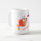 おもしろマグカップ魚と虫 – 愛 コーヒーマグカップ (正面左)