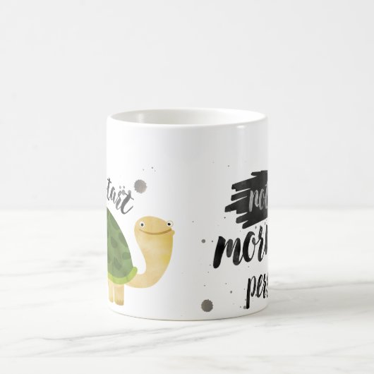 おもしろマグカップ-開始をない朝人遅らせて下さい コーヒーマグカップ (中央)