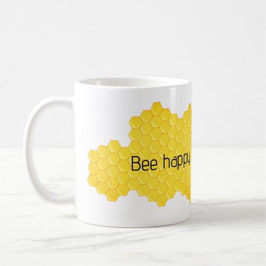 おもしろマグカップ- Bee Happy! コーヒーマグカップ (左)