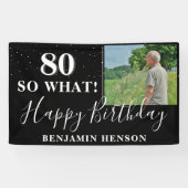 おもしろモダンな「80だから何?」80歳の誕生日パーティー写真 横断幕 (横)