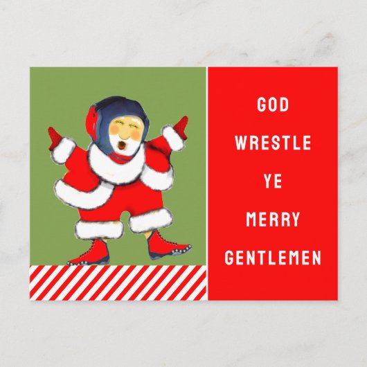 おもしろレスリングクリスマス シーズンポストカード (正面)