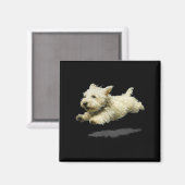 おもしろレトロかわいい走る犬のアートプリント マグネット (正面/裏面)