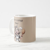 おもしろレトロな女性のカスタマイズ可能 コーヒーマグカップ (正面左)