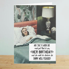 おもしろレトロな女性の誕生日 カード