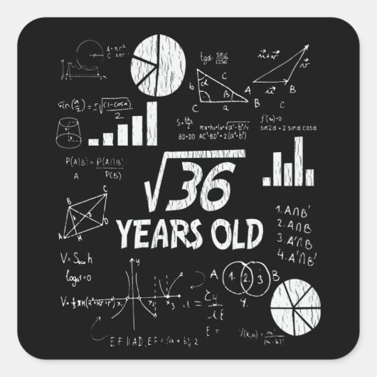 おもしろレトロな6歳の誕生日ギフト 数学好きな子供たちへ スクエアシール (正面)