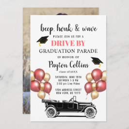 おもしろレトロカー ドライブバイ フォト 卒業パーティー 招待状