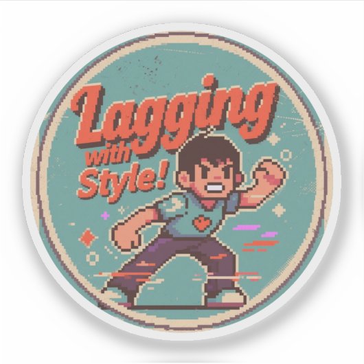 おもしろレトロゲームデザイン - スタイルのあるラグ! シール (正面)